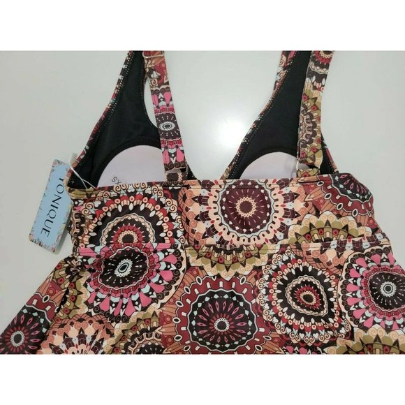 Yonique | Tankini Bathing Suit Top for Women | One Piece | Medallion Print XS - Picture 6 of 6